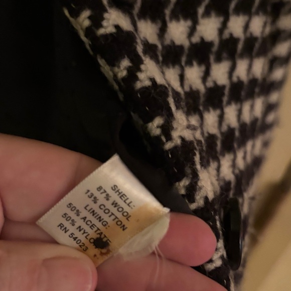 Banana Republic Women's Houndstooth Blazer in Black &  White Wool Blend Sz S - Picture 3 of 6